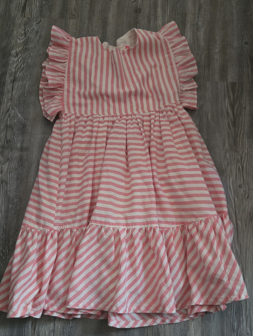 Pink Chicken Pink & White Striped Ruffle Dress